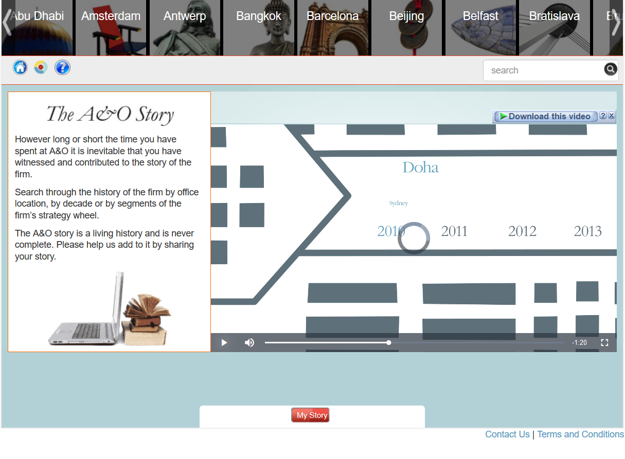 The AO Story website screenshot